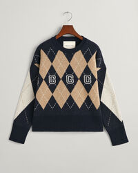 Maglia girocollo Argyle finissima