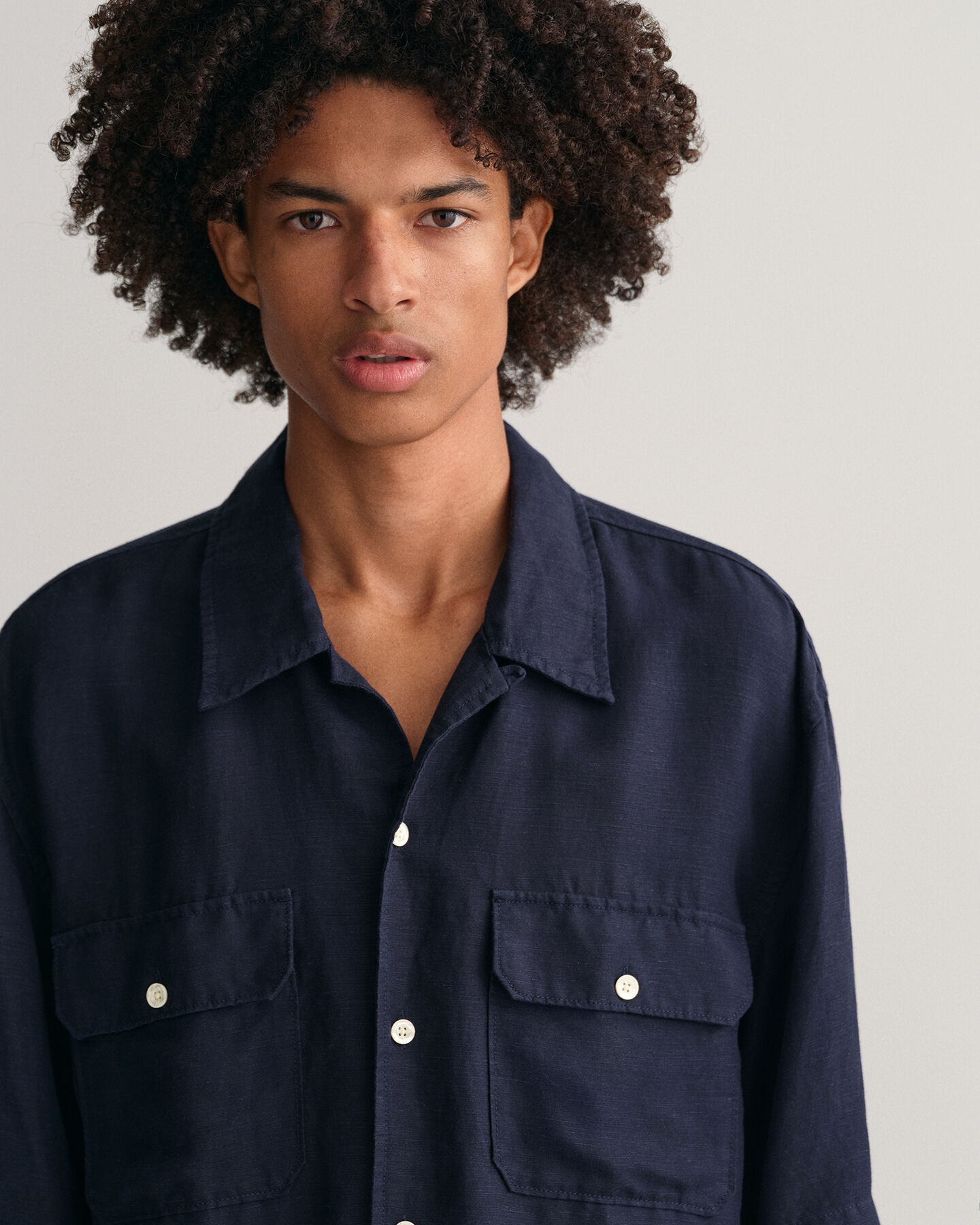 Camicia a maniche corte in lyocell di lino relaxed fit