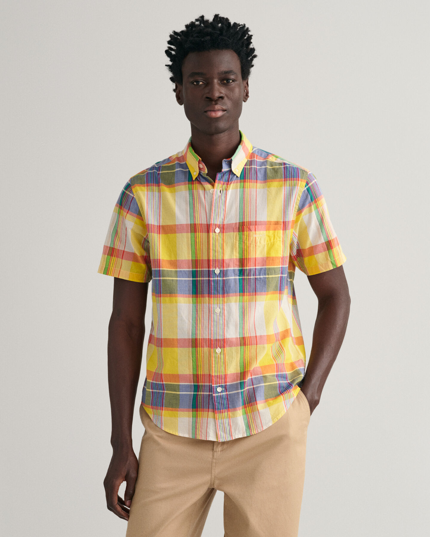 Camicia a maniche corte in madras regular fit