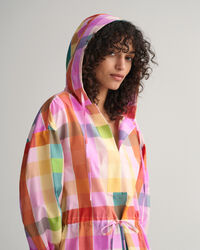 Abito in cotone-seta con mix di quadri