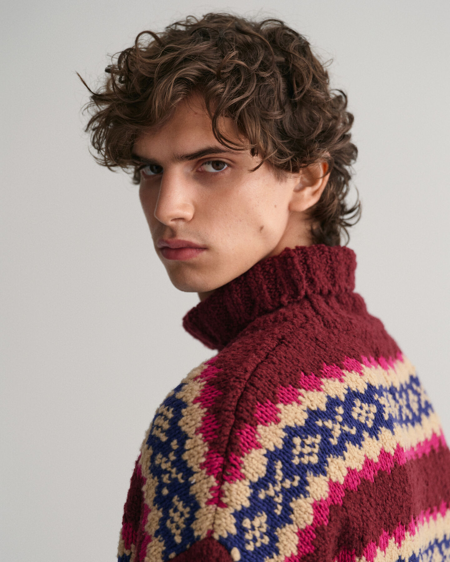 Maglia girocollo a imbuto Fair Isle