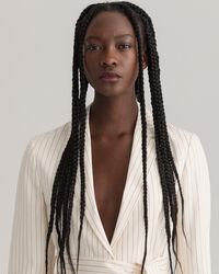 Blazer gessato con cintura