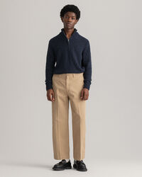 Pantaloni chino in twill di cotone gamba larga