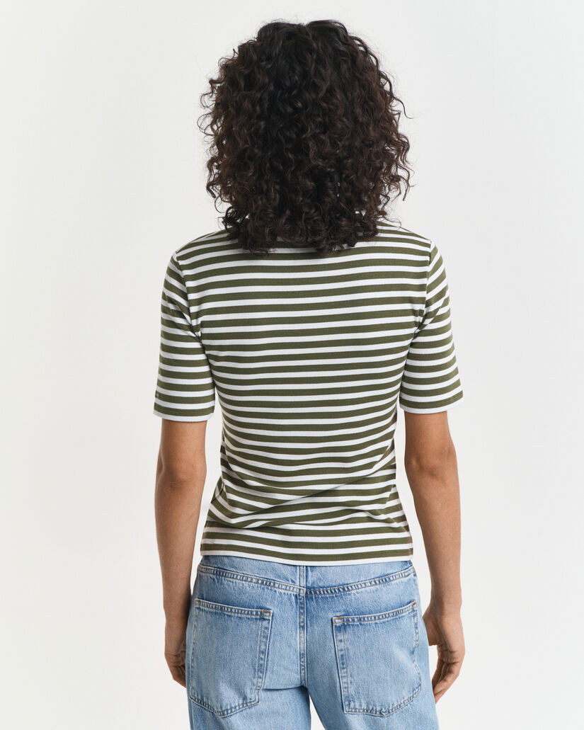 T-shirt a righe a coste