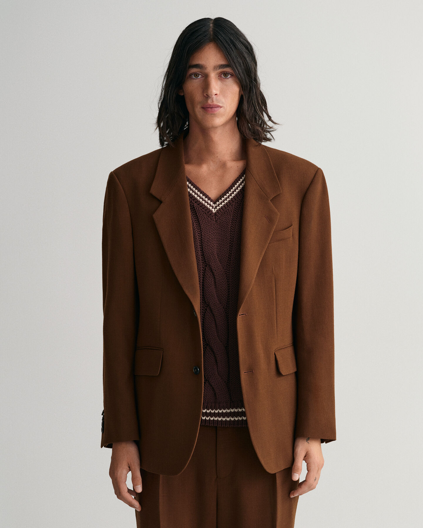 Blazer da abito in crêpe di lana oversize