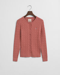 Cardigan in maglia di cotone elasticizzato a trecce