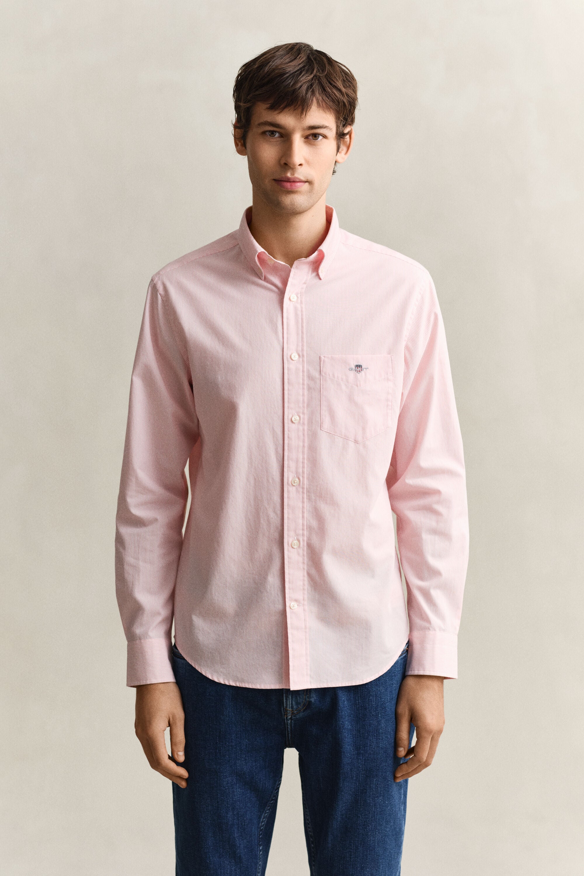 Camicia classica in popeline a righe Banker