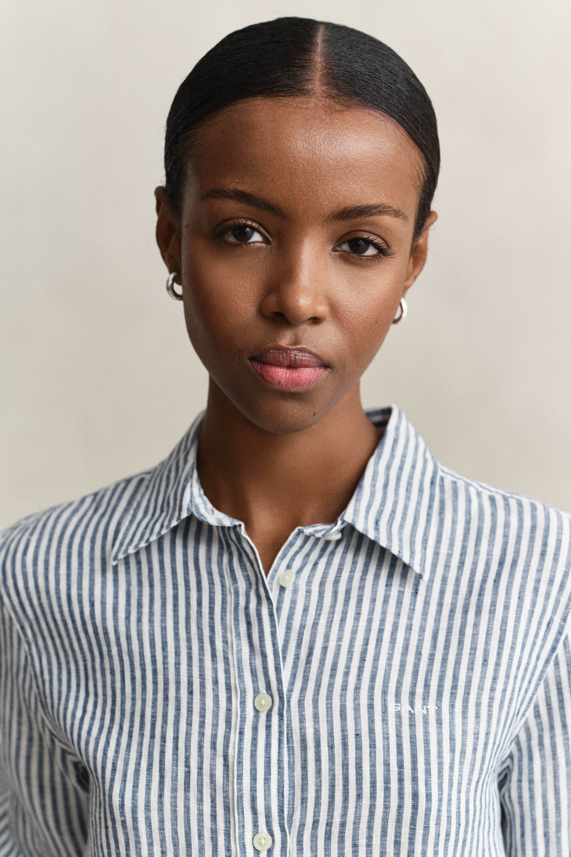 Camicia di lino a righe regular fit