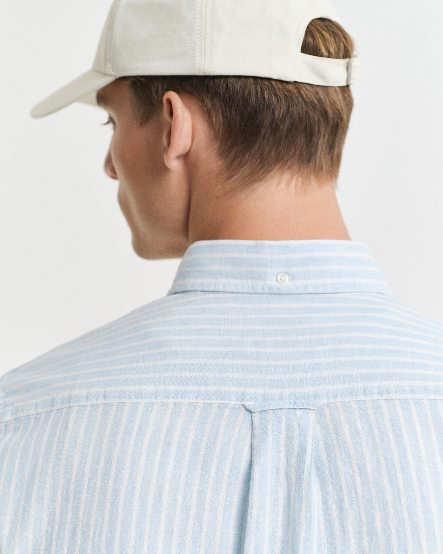 Camicia a maniche corte in misto cotone-lino regular fit