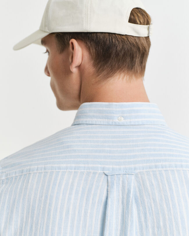 Camicia a maniche corte in misto cotone-lino regular fit