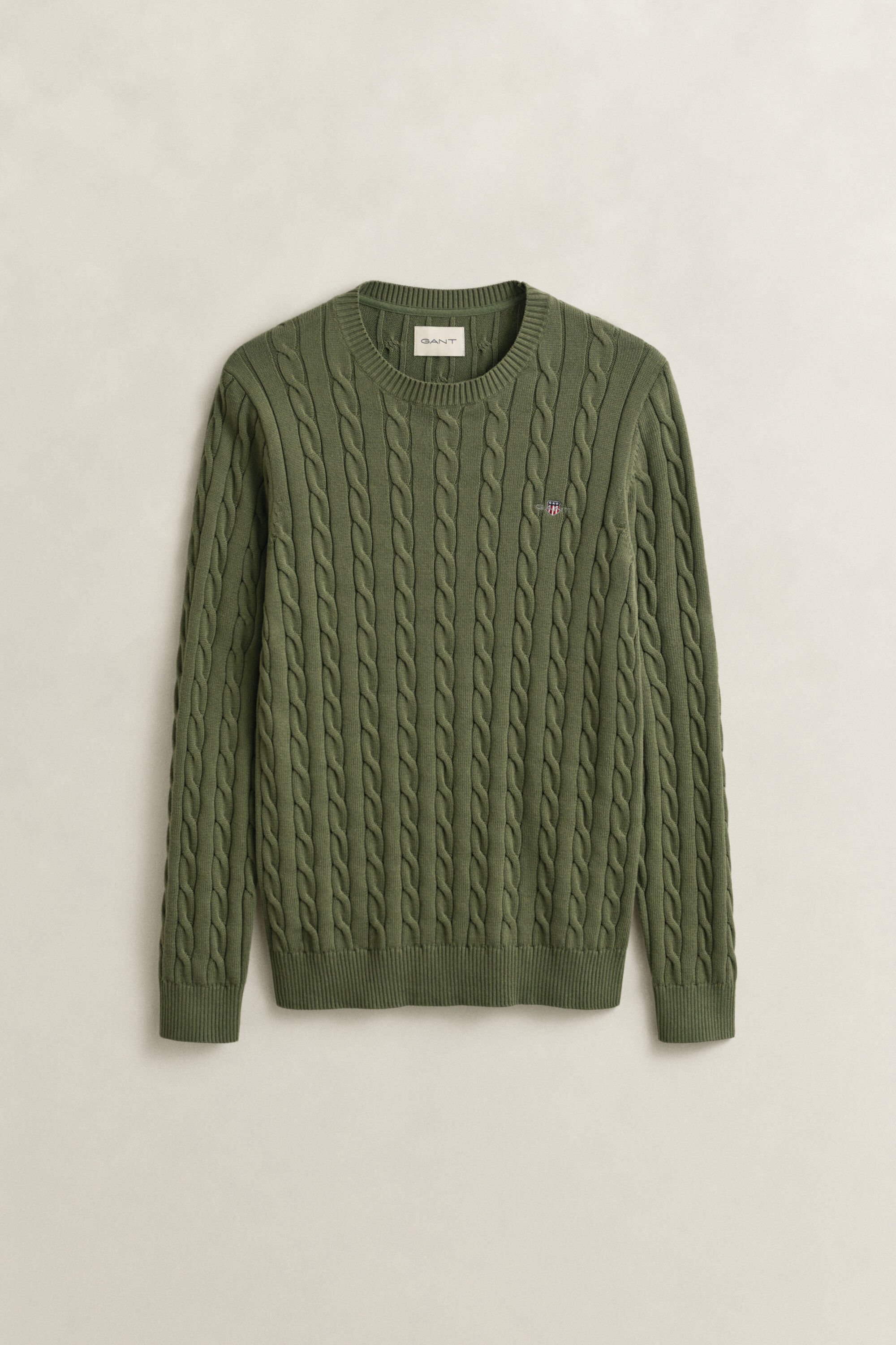 Maglia girocollo in cotone a trecce