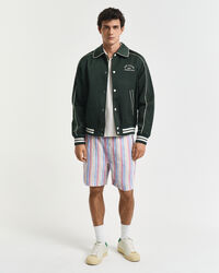 Pantaloncini di lino a righe multicolore regular fit