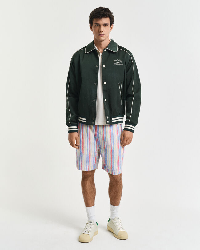 Pantaloncini di lino a righe multicolore regular fit