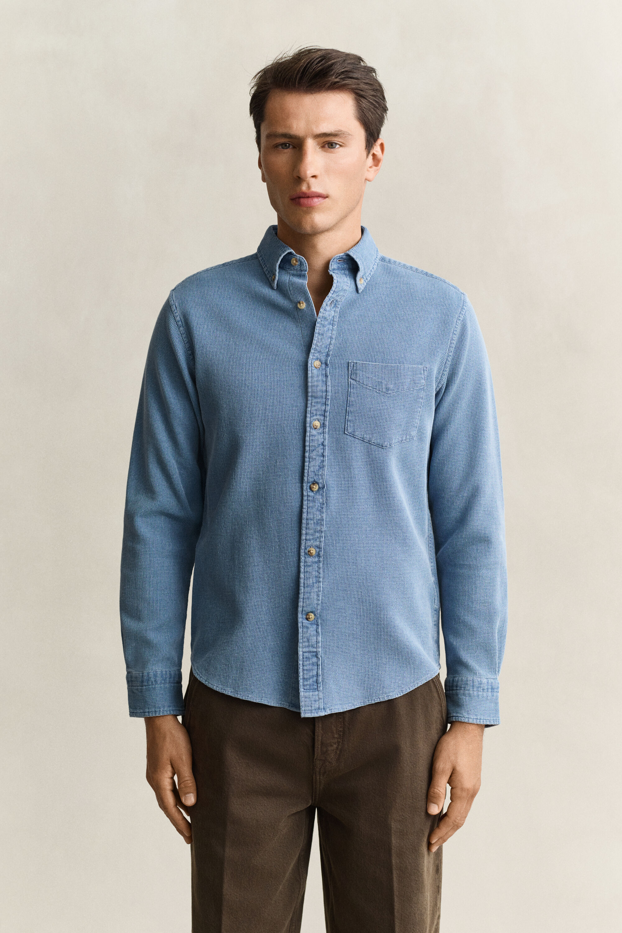 Camicia indaco a nido d’ape