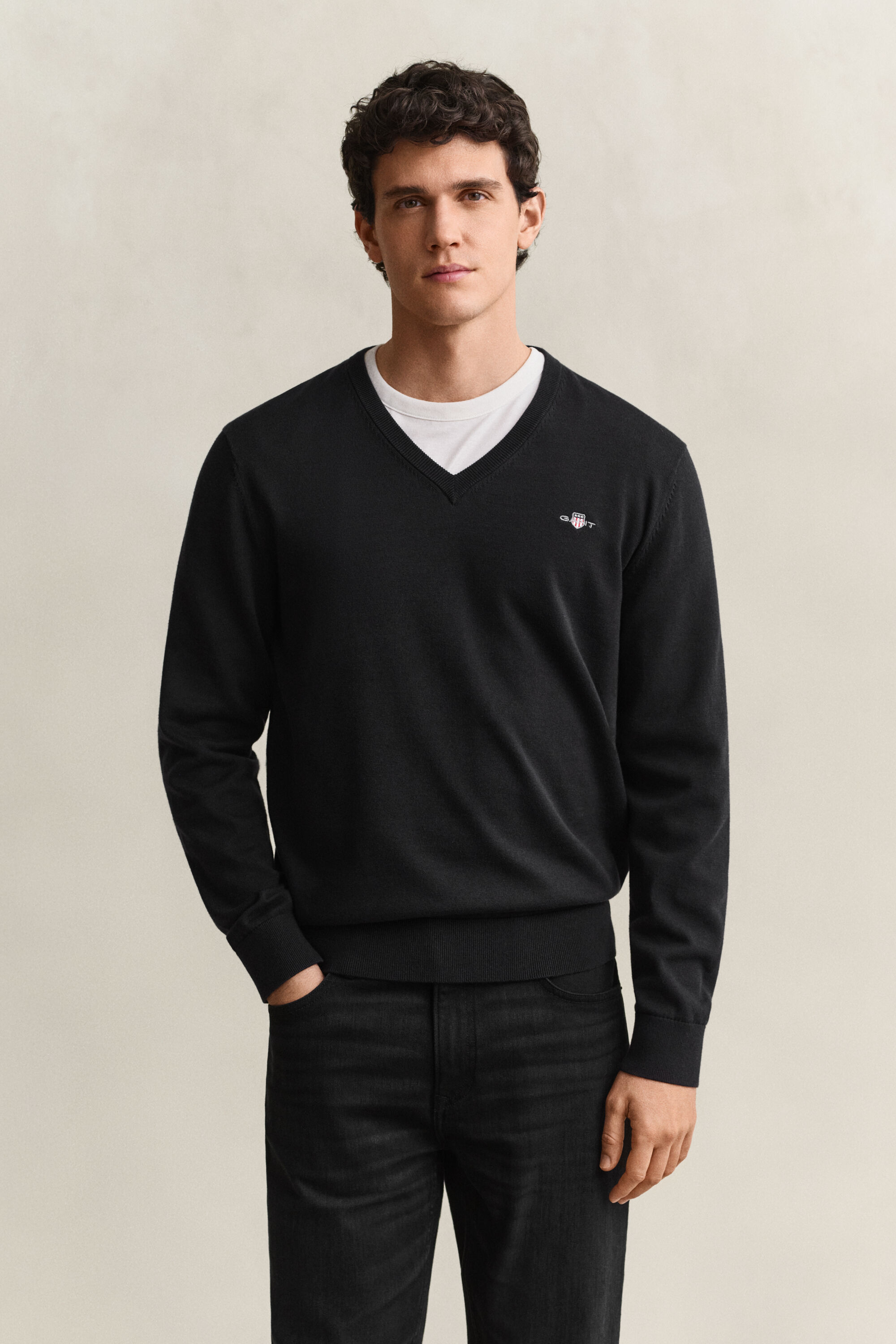 Maglia con scollo a V in cotone