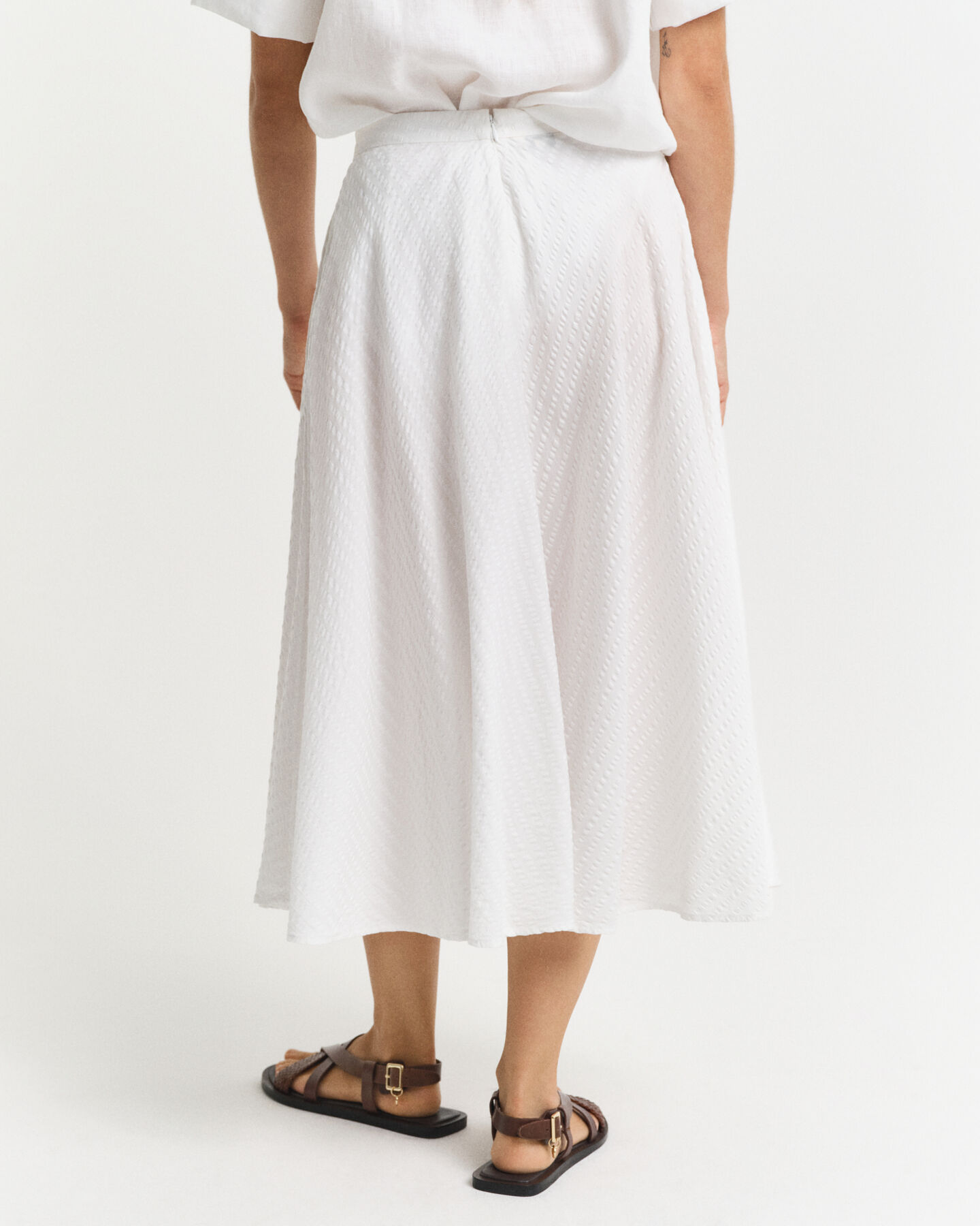 Gonna a righe seersucker tono su tono