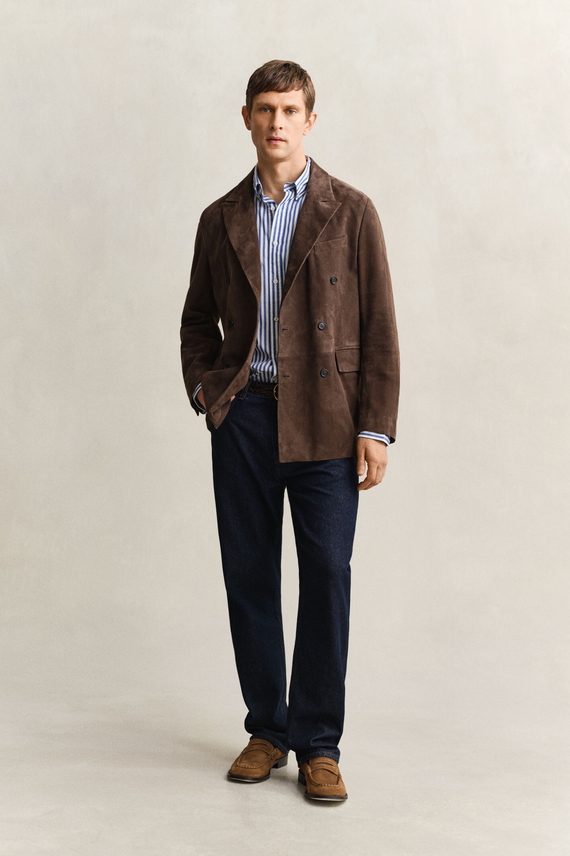 Camicia classica in popeline a righe