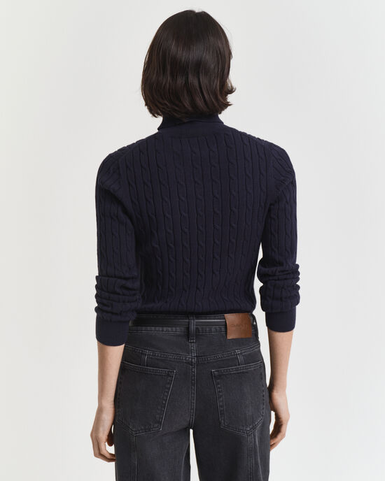 Maglia a collo alto in cotone elasticizzato a trecce