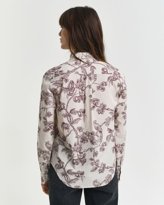 Camicia in misto cotone-voile con stampa di albero regular fit