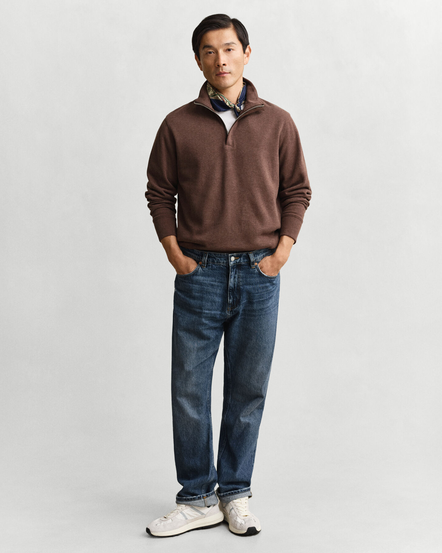 Felpa Sacker Rib leggera con zip corta