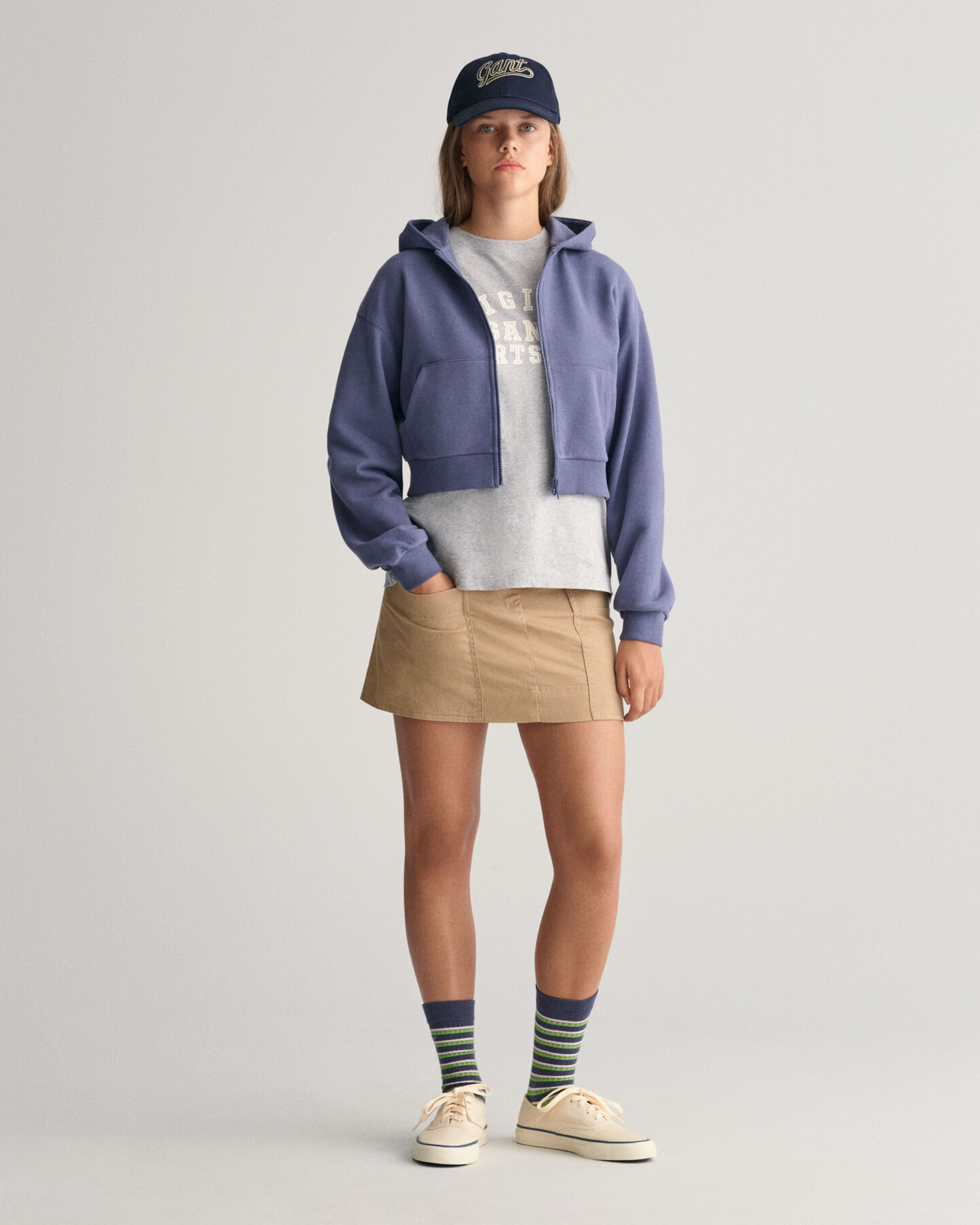 Felpa corta con cappuccio e zip Script Graphic Teen Girls
