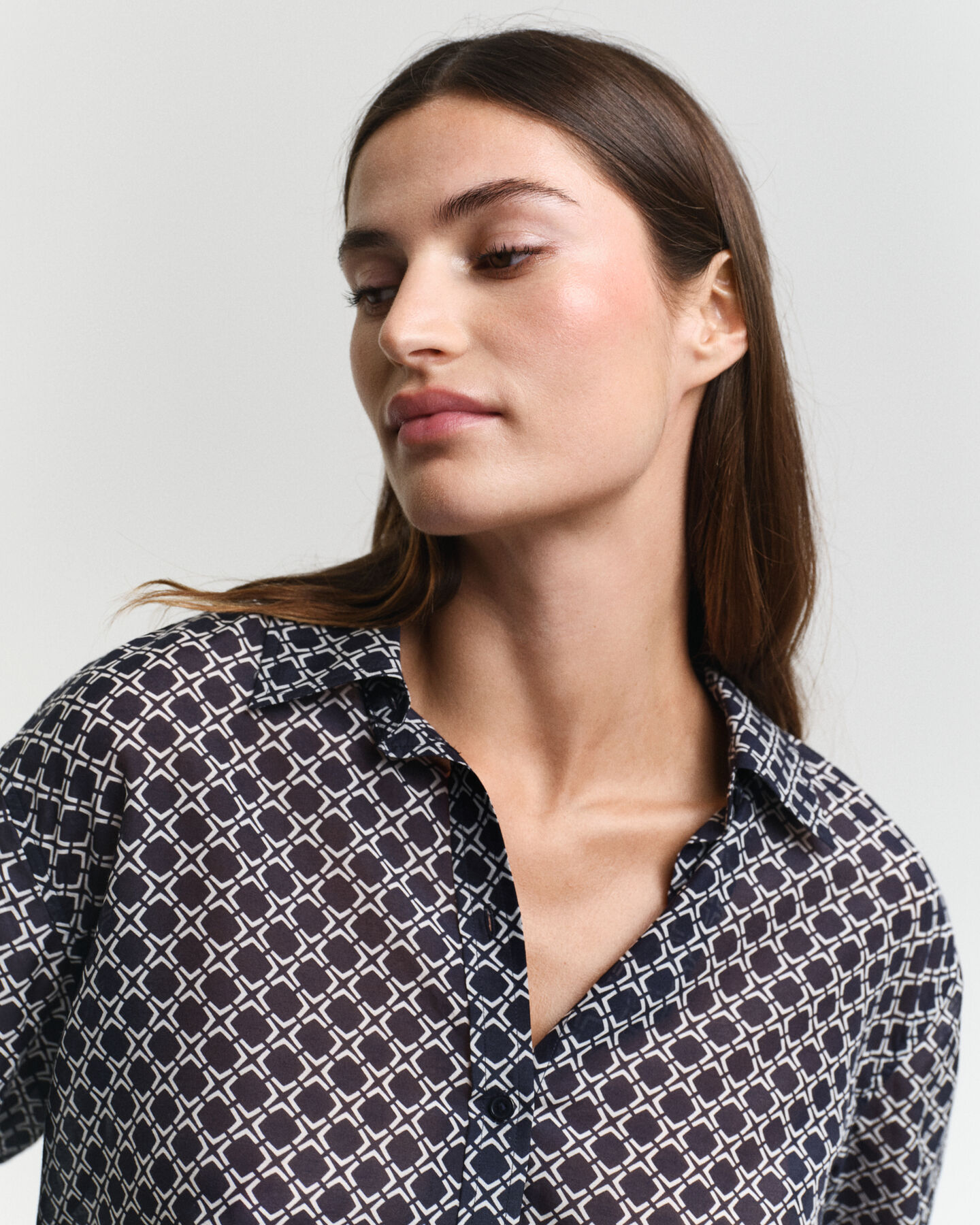 Camicia geometrica misto cotone-seta relaxed fit