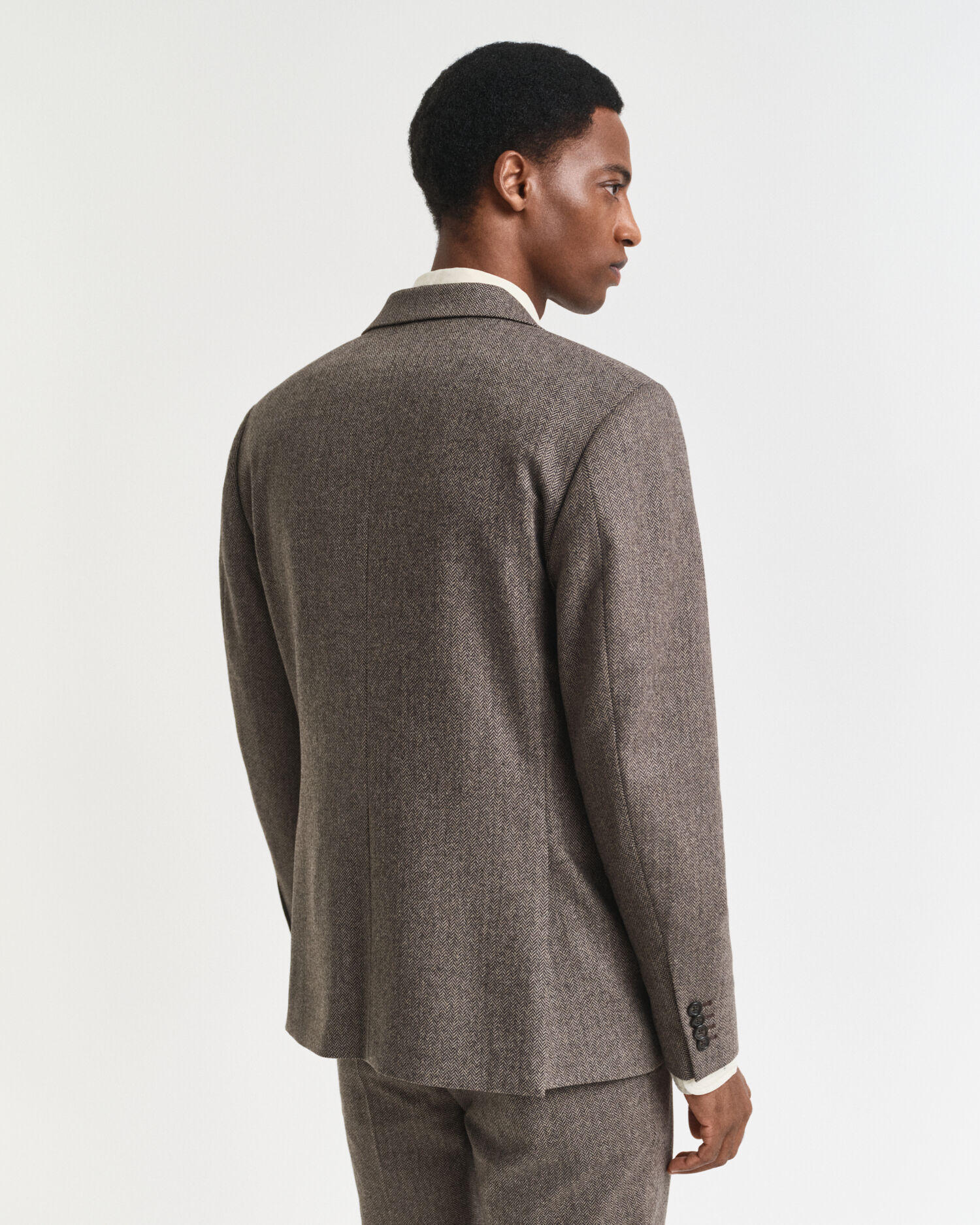 Giacca da abito con motivo a spina di pesce in flanella slim fit