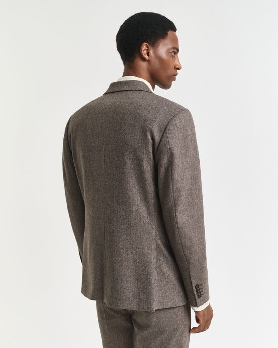 Giacca da abito con motivo a spina di pesce in flanella slim fit