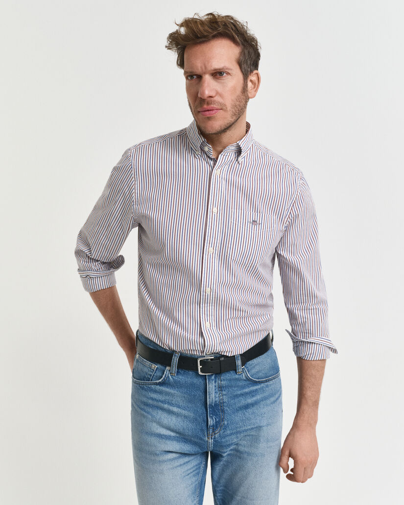 Camicia classica in popeline a righe regular fit