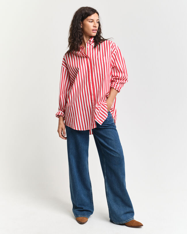 Camicia classica in popeline a righe oversize