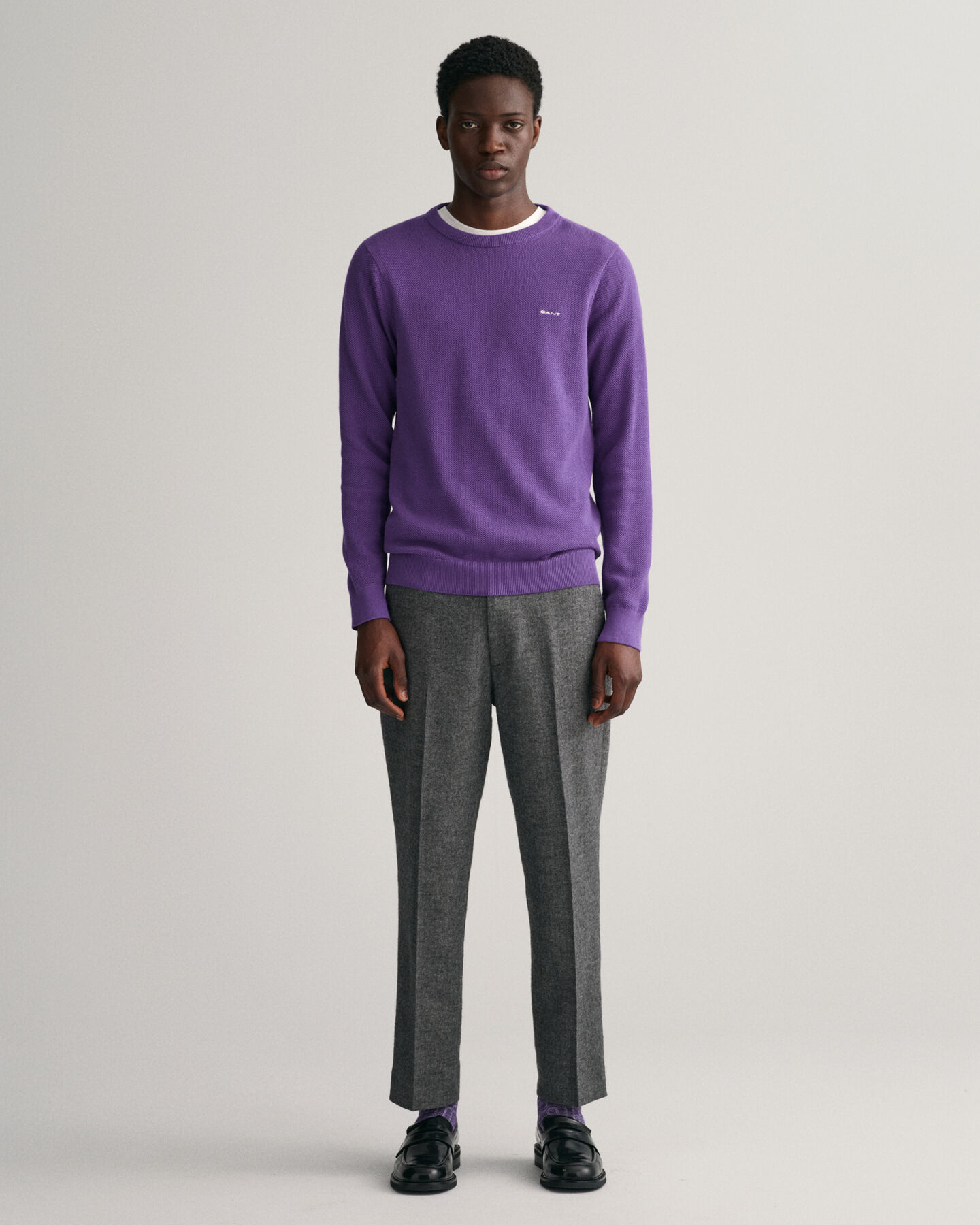 Pantaloni con motivo a spina di pesce stretti in fondo