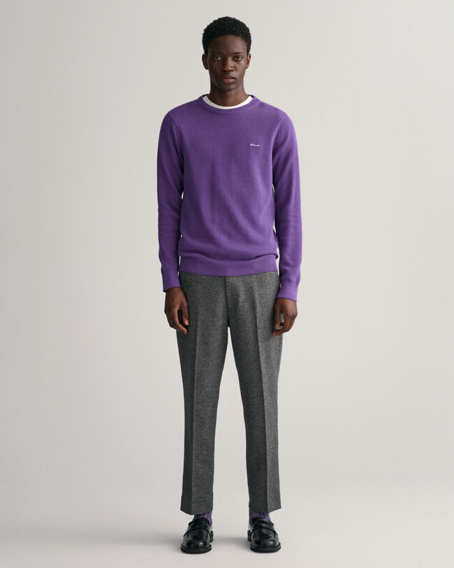 Pantaloni con motivo a spina di pesce stretti in fondo