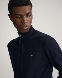 Cardigan con zip in lana d’agnello extrafine