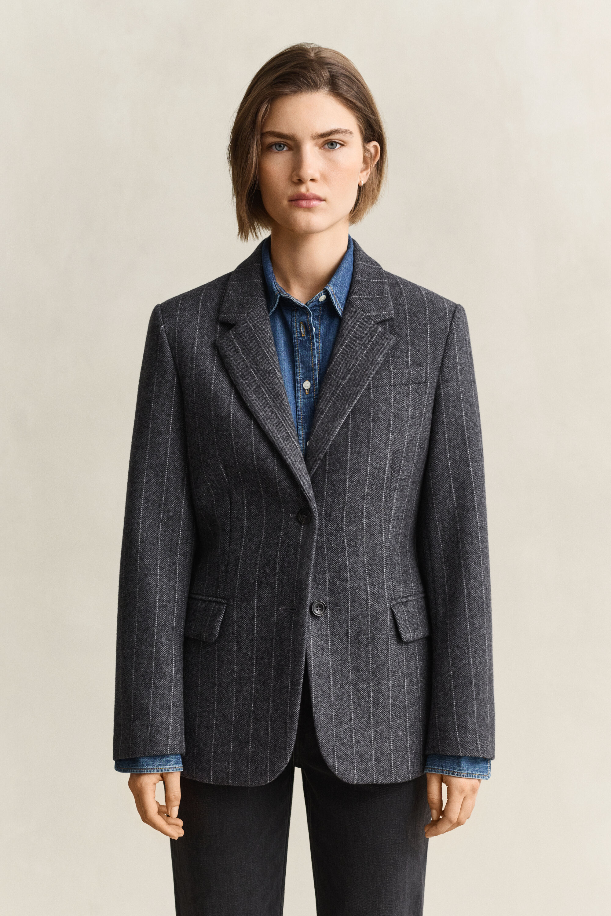 Blazer a clessidra gessato
