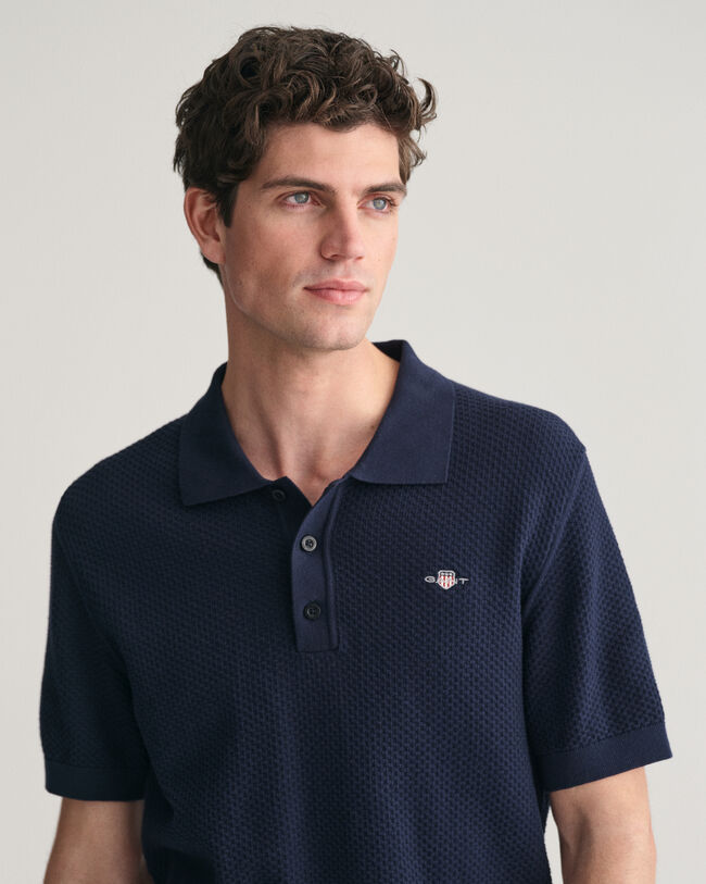 Maglia a polo in cotone strutturato