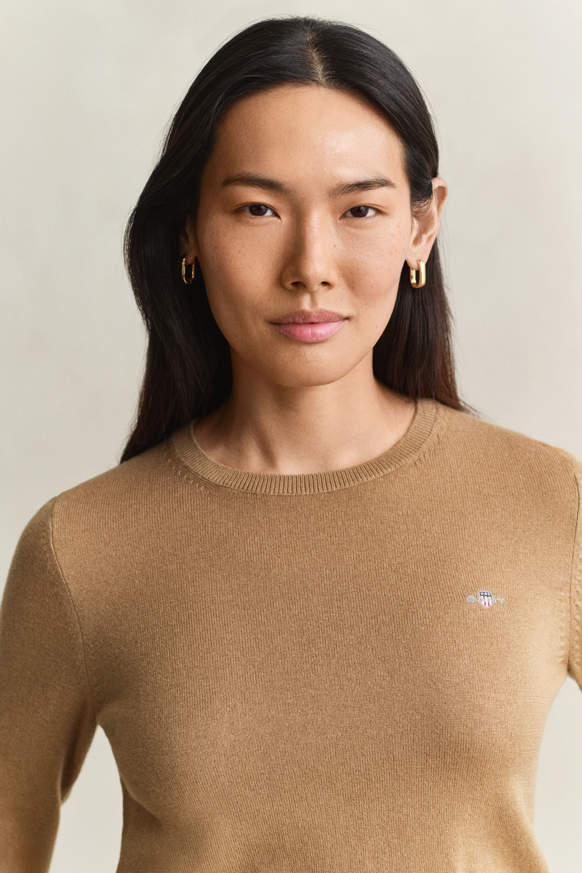Maglia girocollo in lana e cotone