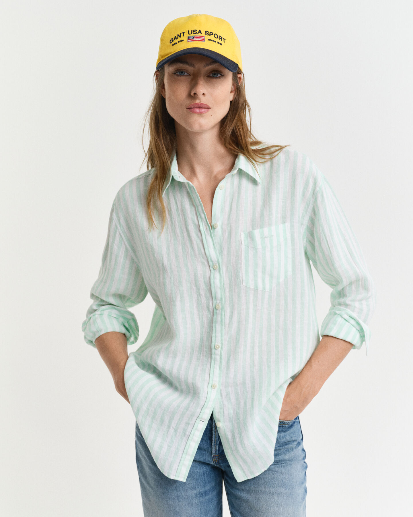 Camicia di lino a righe relaxed fit