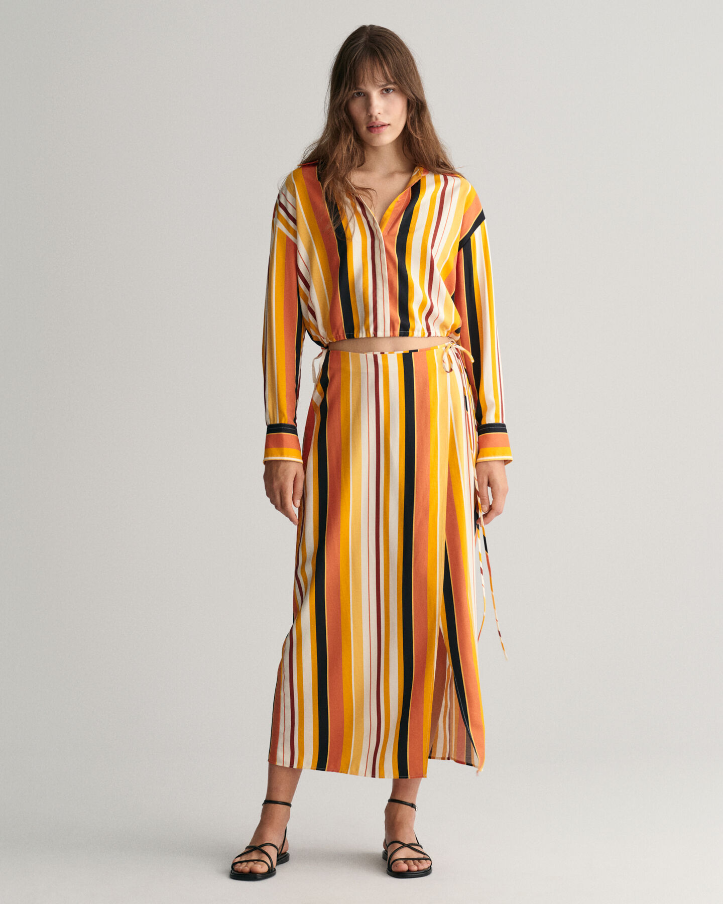 Camicia con laccetto a righe relaxed fit