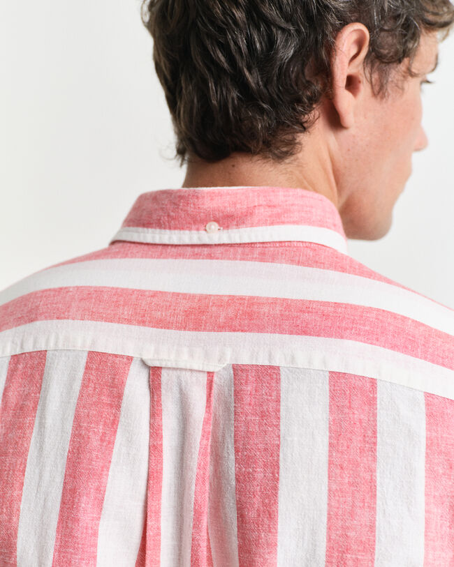 Camicia in misto cotone-lino a righe vistose regular fit