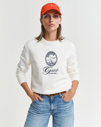 Maglia girocollo ricamata in cotone