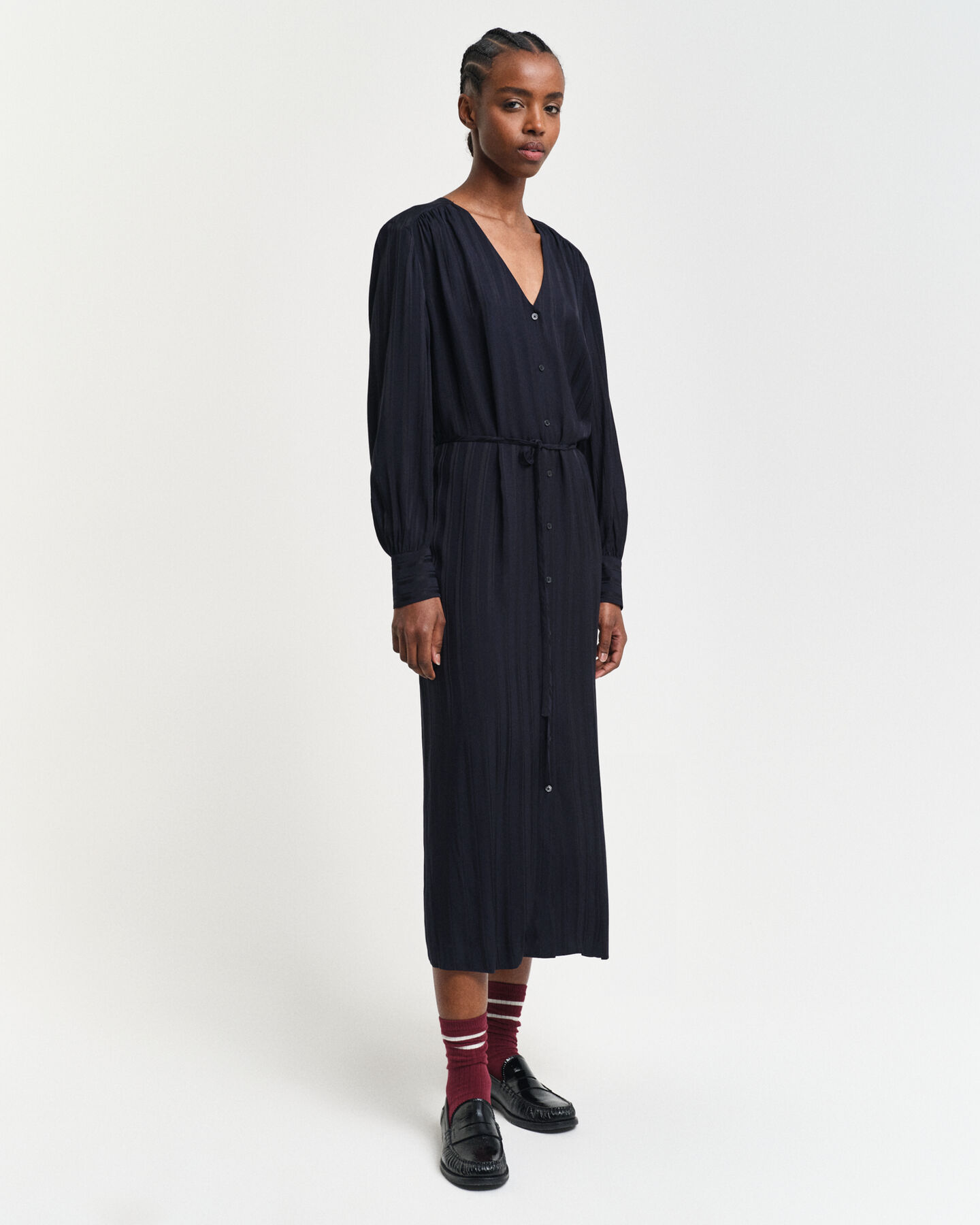 Abito chemisier in raso a righe