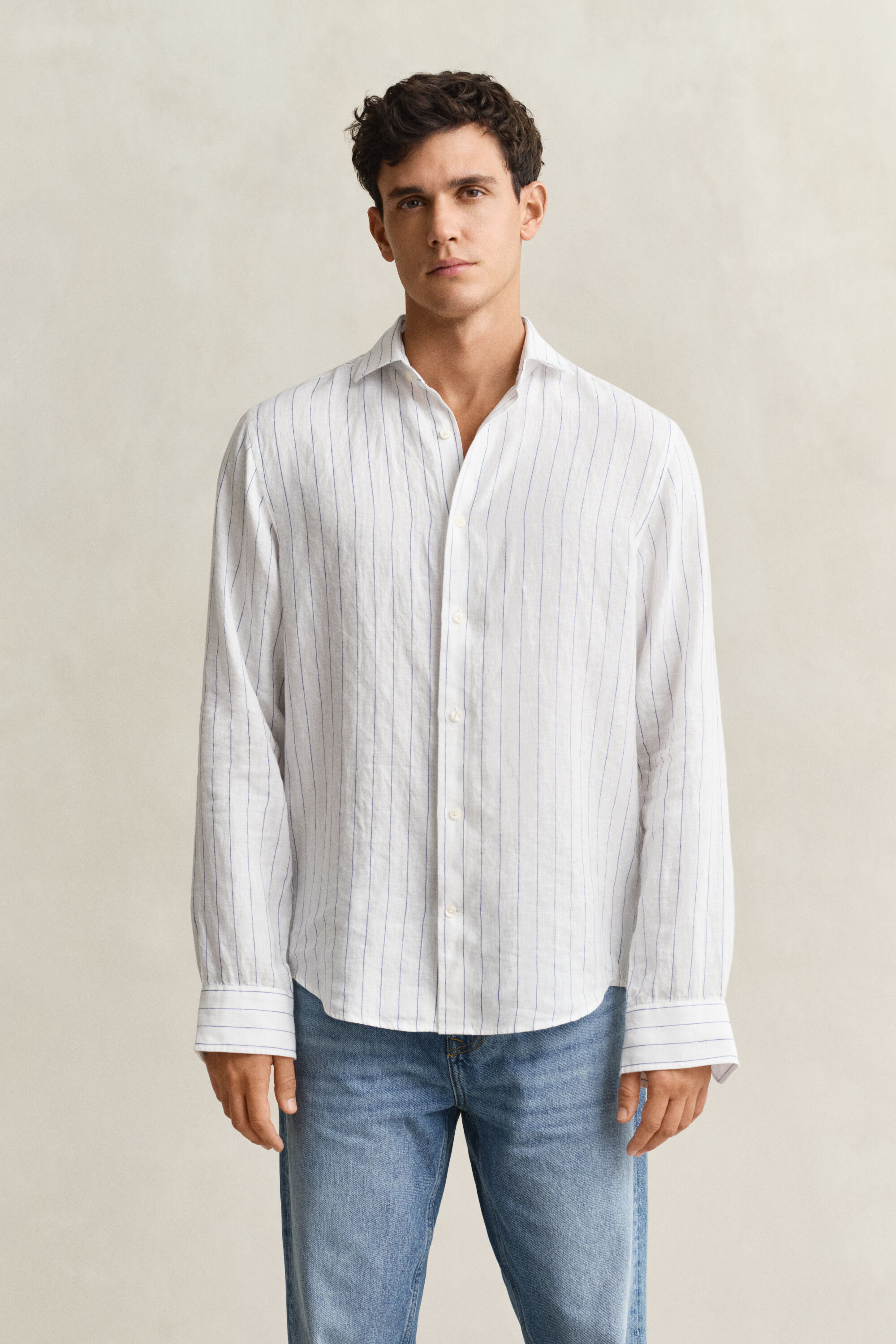 Camicia a righe in lino