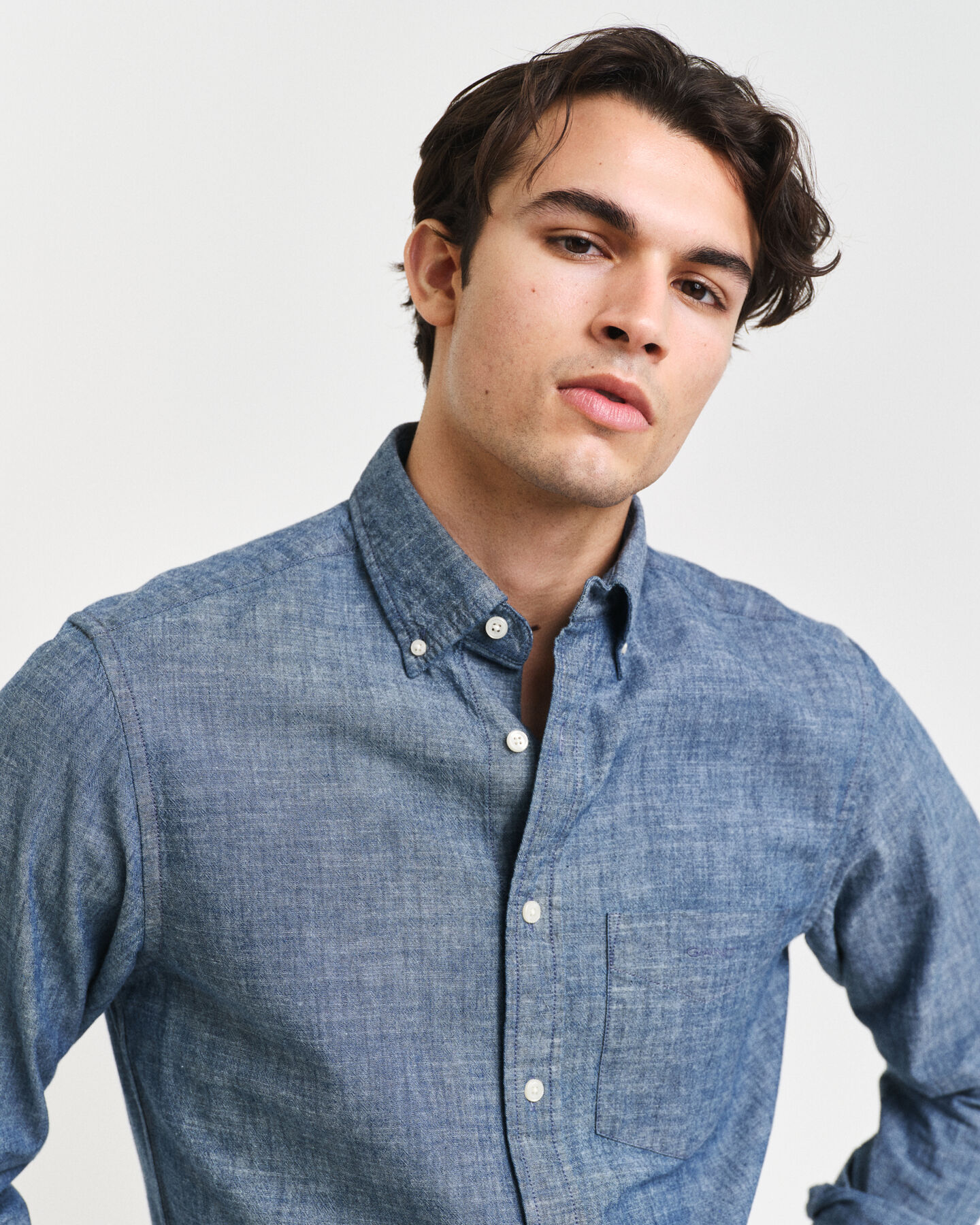 Camicia indaco in chambray regular fit
