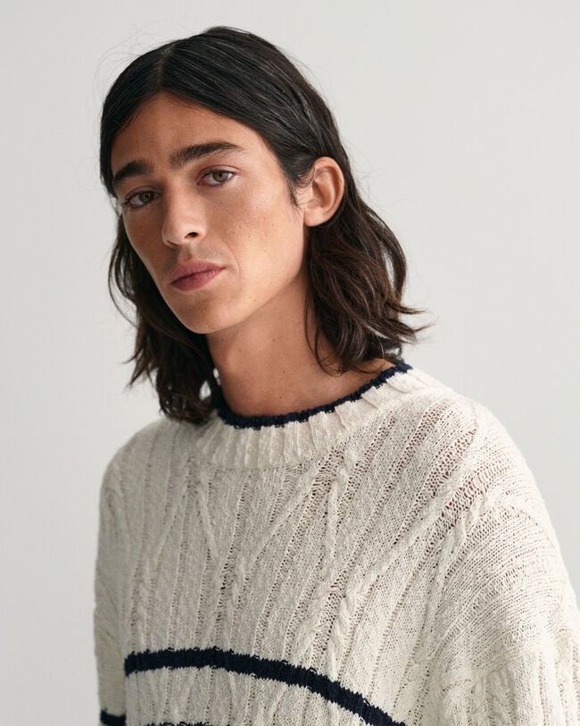 Maglia girocollo in cotone a righe