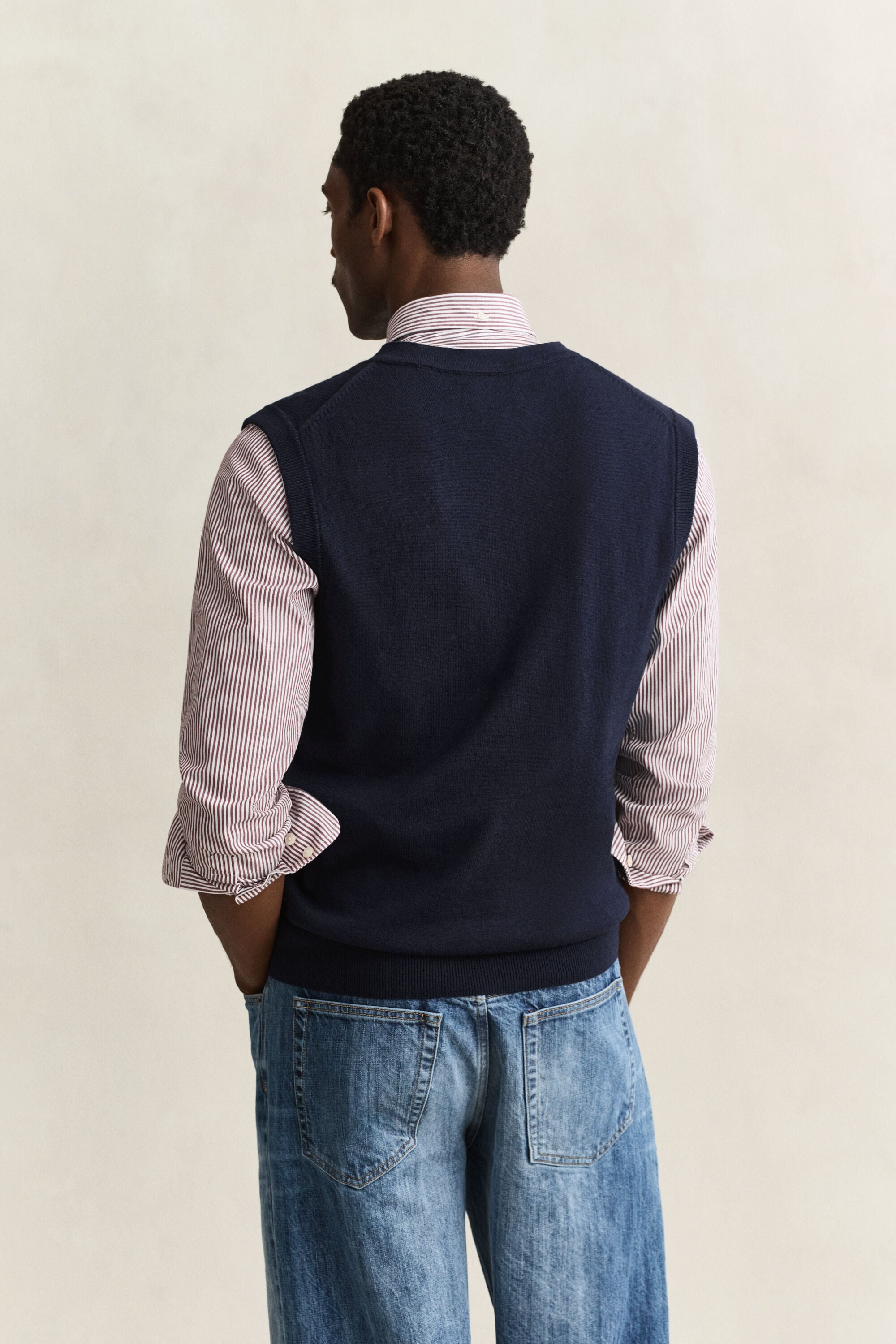 Gilet con scollo a V in cotone e lana