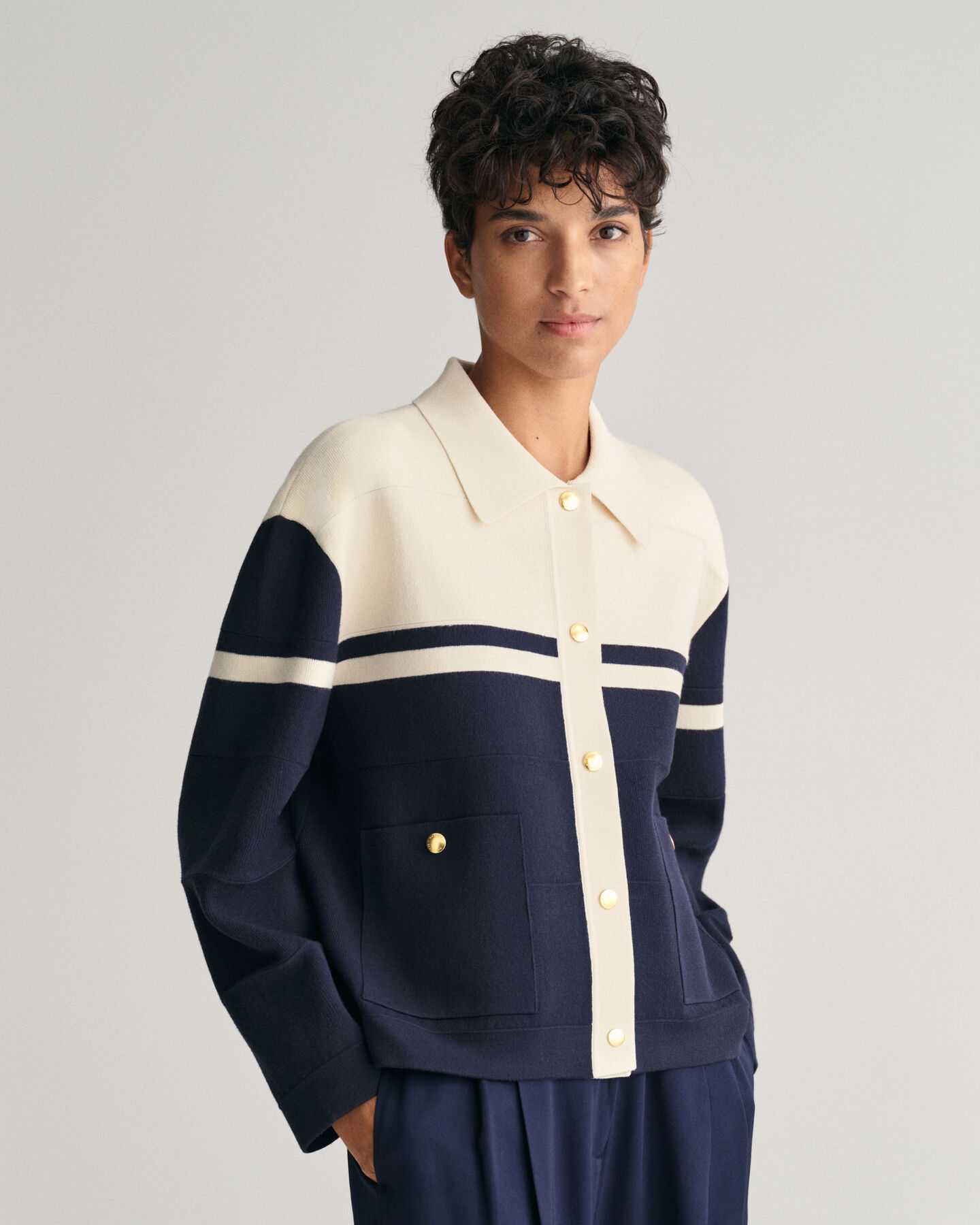 Cardigan a blocchi di colore