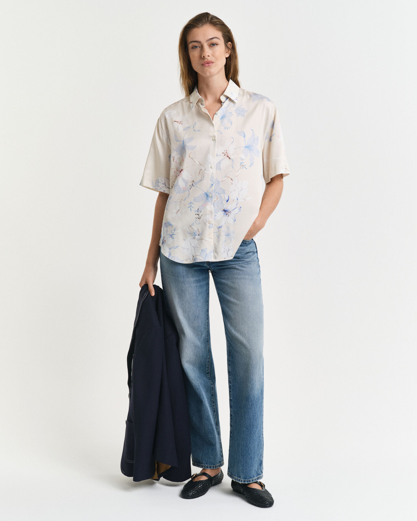 Camicia a maniche corte con stampa floreale regular fit