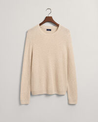 Maglia girocollo testurizzata in misto cotone-lino