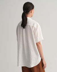 Blusa Popover in lino a maniche corte