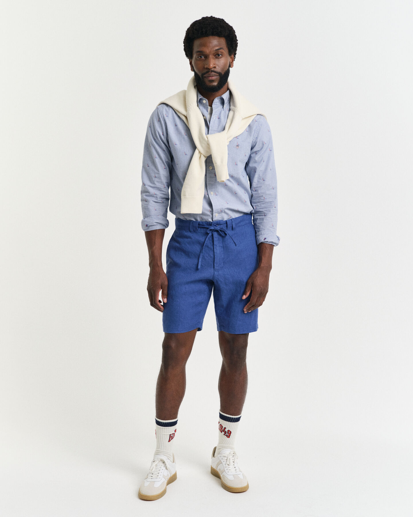 Pantaloncini con coulisse in lino relaxed fit